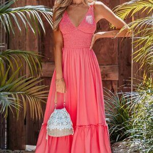 NWT Summer Flame Coral Maxi Dress